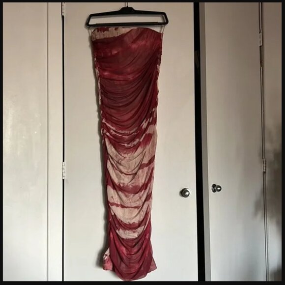 ZARA PRINTED MESH TUBE MIDI DRESS - Picture 3 of 6